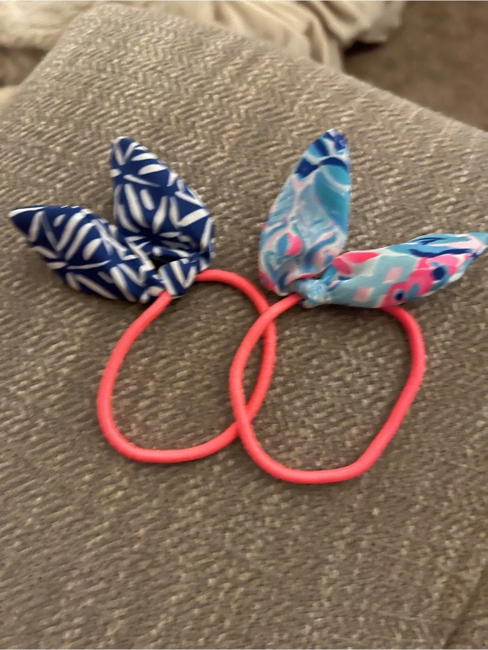Cute Pink Elastic Hair Ties Bunny Ears - Kids Accessories. Set of 2